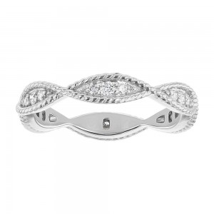 14K White Gold 0.25 carat Diamonds Infinity Vintage Inspired Eternity Band Ring