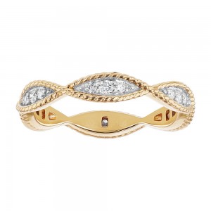 14K Yellow Gold 0.25 carat Diamonds Infinity Vintage Inspired Eternity Band Ring