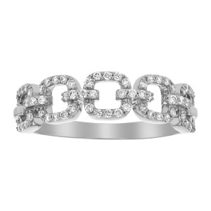 14K White Gold 0.33 carat Diamonds Semi Eternity Cushion Links Band Ring