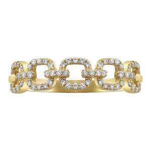 14K Yellow Gold 0.33 carat Diamonds Semi Eternity Cushion Links Band Ring