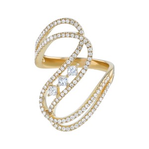 14K Yellow Gold 0.80 carat Diamonds Free Form Ring