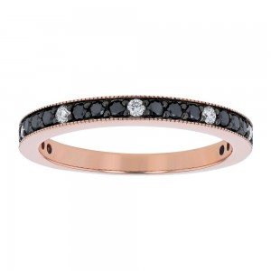 14K Rose Gold 0.45 carat Black and White Diamonds Band Ring