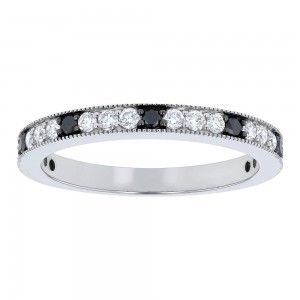 14K White Gold 0.45 carat Black and White Diamonds Band Ring