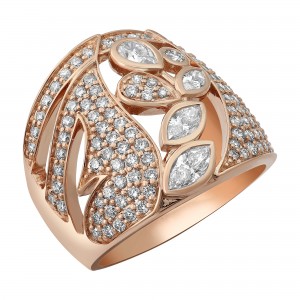 14K Rose Gold 1.95 carats Fancy Diamonds Wide Ring