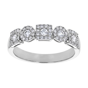 14K White Gold 0.50 carat Round Diamonds Geometric Band Ring