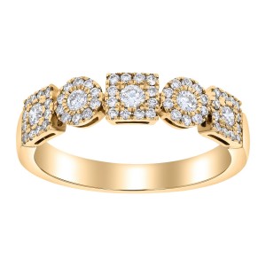 14K Yellow Gold 0.50 carat Round Diamonds Geometric Band Ring