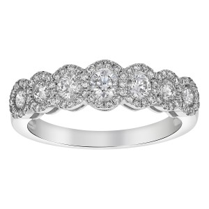 14K White Gold 0.75 carat Round Diamonds Graduated Band Ring