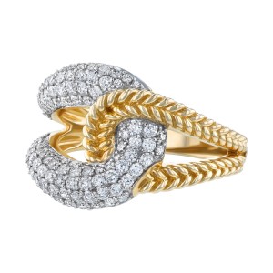 14K Yellow Gold 1.00 carat Diamonds Interlocking Braid Fashion Ring