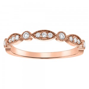 14K Rose Gold 0.19 carat Diamonds Art Deco Band Ring