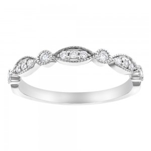 14K White Gold 0.19 carat Diamonds Art Deco Band Ring