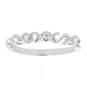 14K White Gold 0.12 carat Diamonds Swirl Band Ring