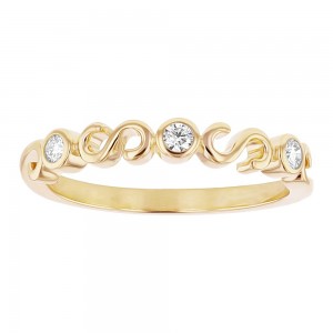 14K Yellow Gold 0.12 carat Diamonds Swirl Band Ring