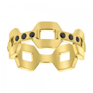 14K Yellow Gold 0.35 carat Black Round Diamonds Ring