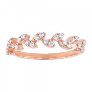 14K Rose Gold 0.24 carat Diamonds Leaf Band Ring
