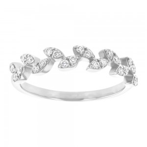 14K White Gold 0.24 carat Diamonds Leaf Band Ring