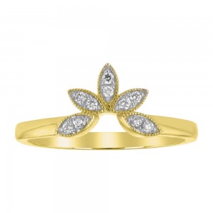 14K Yellow Gold Round Diamonds Crown Ring