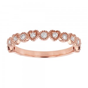 14K Rose Gold 0.25 carat Diamonds Heart Band Ring