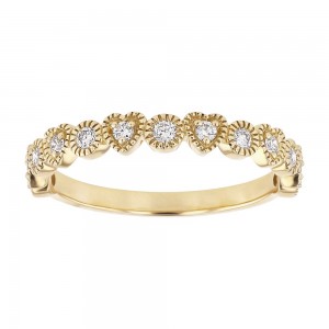 14K Yellow Gold 0.25 carat Diamonds Heart Band Ring