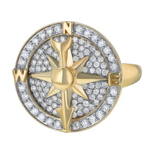 14K Yellow Gold 0.75 carat Diamonds Compass Fashion Ring