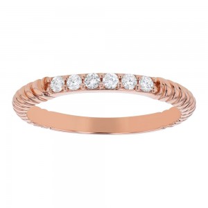 14K Rose Gold 0.16 carat Diamonds Clam Shell Band Ring