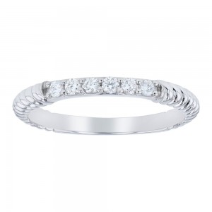 14K White Gold 0.16 carat Diamonds Clam Shell Band Ring