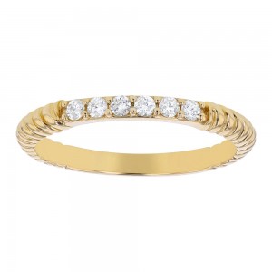 14K Yellow Gold 0.16 carat Diamonds Clam Shell Band Ring