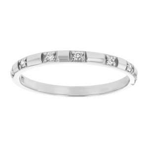 14K White Gold 0.09 carat Diamonds Dainty Semi Eternity Band Ring