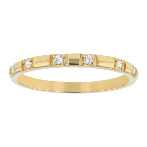 14K Yellow Gold 0.09 carat Diamonds Dainty Semi Eternity Band Ring
