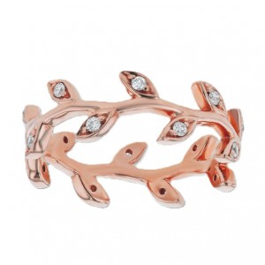 14K Rose Gold 0.19 carat Diamonds Leaf Band Ring