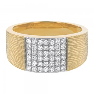 14K Yellow Gold 0.60 carat White Round Diamonds Wide Band Ring
