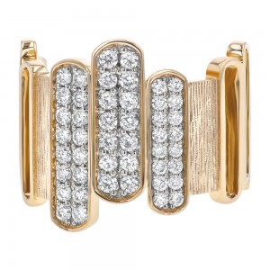 14K Yellow Gold 0.75 carat Round Diamonds Textured Ring