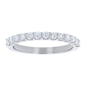 14K White Gold 0.50 carat Round Diamonds Shared Prongs Wedding Band Ring