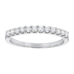 14K White Gold 0.30 carat Round Diamonds Shared Prongs Wedding Band Ring