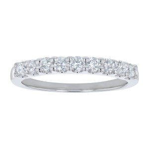 14K White Gold 0.50 carat Round Diamonds Shared Prongs Wedding Band Ring