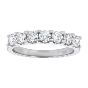 14K White Gold 1.00 carat Round Diamonds Shared Prongs Wedding Band Ring