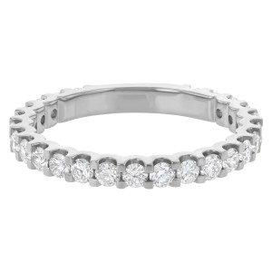 14K White Gold 1.00 carat Round Diamonds Shared Prongs Wedding Band Ring