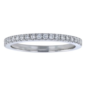 14K White Gold 0.25 carat Round Diamonds Shared Prongs Wedding Band Ring