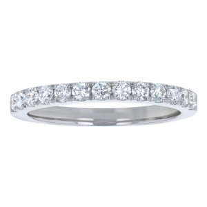 14K White Gold 0.50 carat Round Diamonds Shared Prongs Wedding Band Ring