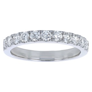 14K White Gold 0.75 carat Round Diamonds Shared Prongs Wedding Band Ring