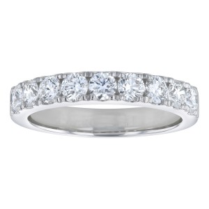 14K White Gold 1.00 carat Round Diamonds Shared Prongs Wedding Band Ring