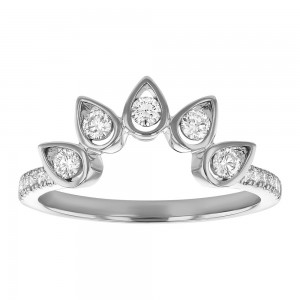 14K White Gold 0.35 carat Round Diamonds Crown Ring