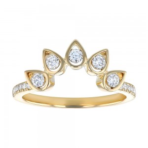 14K Yellow Gold 0.35 carat Round Diamonds Crown Ring