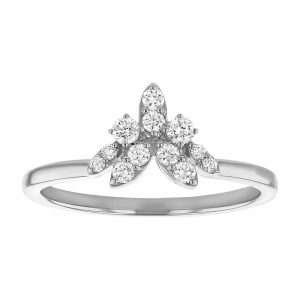 14K White Gold 0.25 carat Round Diamonds Crown Ring