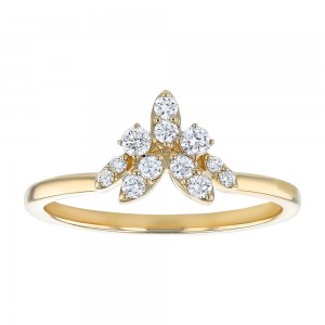 14K Yellow Gold 0.25 carat Round Diamonds Crown Ring