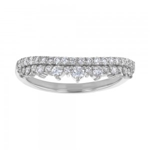 14K White Gold 0.5 carat Round Diamonds Crown Ring