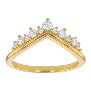 14K Yellow Gold 0.45 carat Round Diamonds Crown Ring