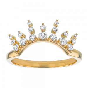 14K Yellow Gold 0.37 carat Round Diamonds Crown Ring