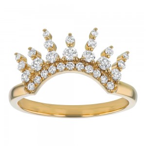 14K Yellow Gold 0.5 carat Round Diamonds Crown Ring