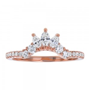 14K Rose Gold 0.5 carat Marquise and Round Diamonds Crown Ring