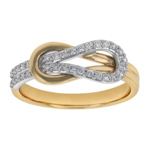 14K Two Tone Gold 0.25 carat Diamonds Love Knot Ring